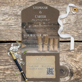 Stall & Stiefel Rustikaler Cowboy Western QR Code All In One Einladung