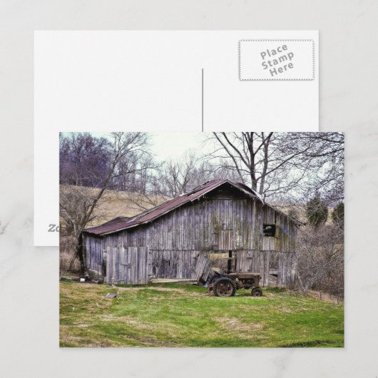 Stall und Traktor Postkarte (Vorne/Hinten)