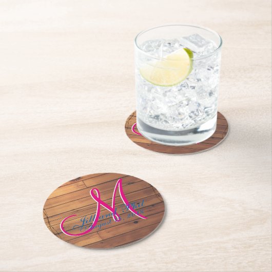 Stall Wall 3d Monogramm Runder Pappuntersetzer (Vor Ort)