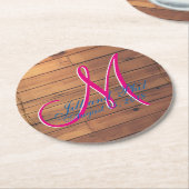 Stall Wall 3d Monogramm Runder Pappuntersetzer (Angewinkelt)