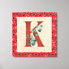 Stall Wood & Bandana Letter K Canvas Print Leinwanddruck