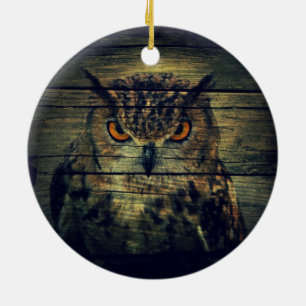 Stall Wood Gothic wild bird Spooky Hoot Uhu Keramikornament