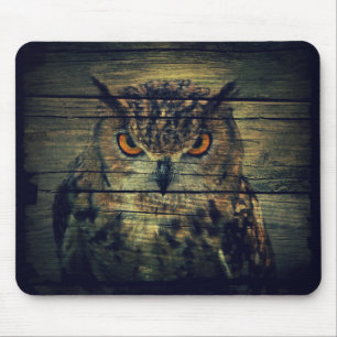 Stall Wood Gothic wild bird Spooky Hoot Uhu Mousepad