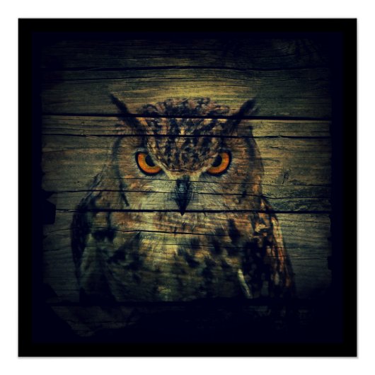 Stall Wood Gothic wild bird Spooky Hoot Uhu Poster (Vorderseite)