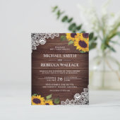 Stall Wood Lace Sonnenblumen Budget Einladung Hoch (Stehend Vorderseite)