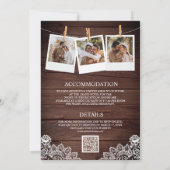 Stall Wood Lace String Lights Foto QR Code Wedding Einladung (Rückseite)