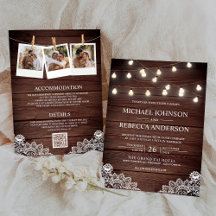Stall Wood Lace String Lights Foto QR Code Wedding