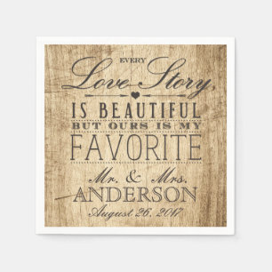 Stall Wood Liebe Story Rustic Wedding Napkin Serviette