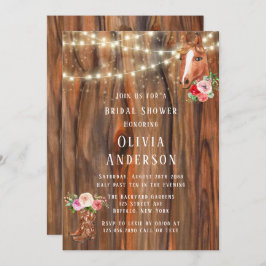 Stall Wood Lights Boots Pferd Brautparty Einladung