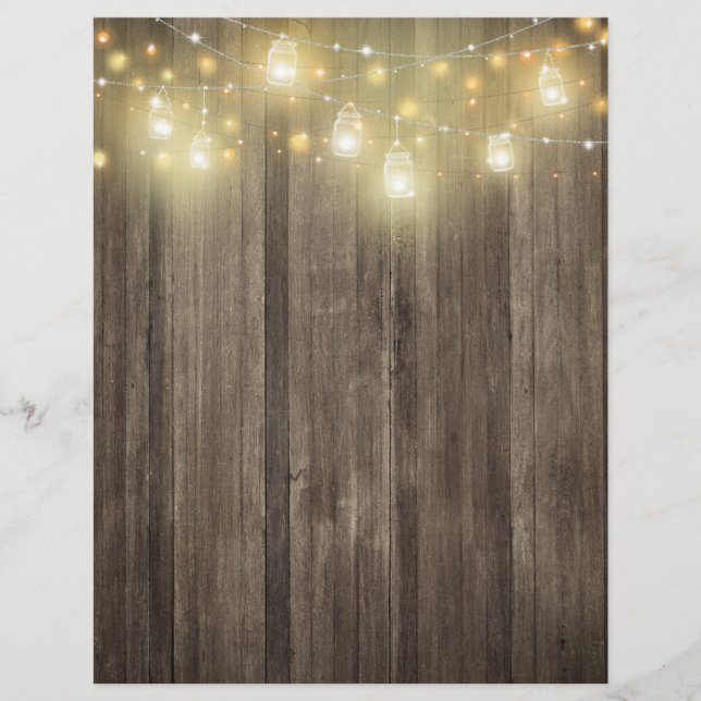 Stall Wood & Mason Jar Lights Scrapbook Papier (Vorderseite)