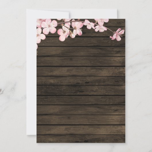 Stall Wood Sakura Rosa Kirschblüten Quinceñera Einladung (Rückseite)