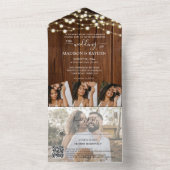 Stall Wood String Lights 4 Foto QR Code Wedding All In One Einladung (Innen Boden)
