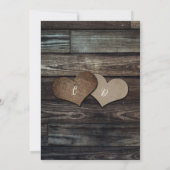 Stall Wood String Lights Burlap Hearts Wedding Einladung (Rückseite)