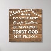 Stall Wood String Lights Personalisiertes Familien Leinwanddruck (Vorderseite)