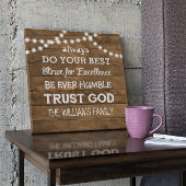 Stall Wood String Lights Personalisiertes Familien Leinwanddruck