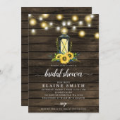 Stall Wood String Lights Sonnenblumen Brautparty Einladung (Vorne/Hinten)