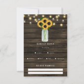 Stall Wood String Lights Sonnenblumen RSVP Karte (Vorderseite)
