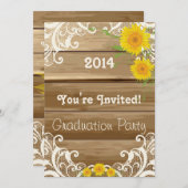 Stall Wood Sunflowers Vintager Spitzen Abschluss Einladung (Vorne/Hinten)