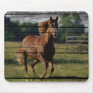 Stall Woodgrain Country Ranch Galloping Brown Hors Mousepad