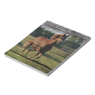 Stall Woodgrain Country Ranch Galloping Brown Hors Notizblock