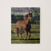 Stall Woodgrain Country Ranch Galloping Brown Hors Puzzle (Vertikal)
