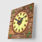 Stall-Zeichen ~ Hex-Zeichen ~ Rooster ~ Pine Conce Quadratische Wanduhr (Winkel)