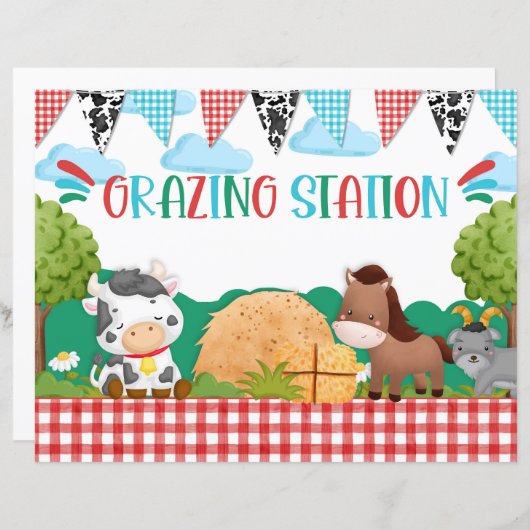 Stallgrasstation Food Dessert Table Sign (Vorne/Hinten)