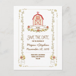 Stallhochzeit rustikale Save the Date Postkarten