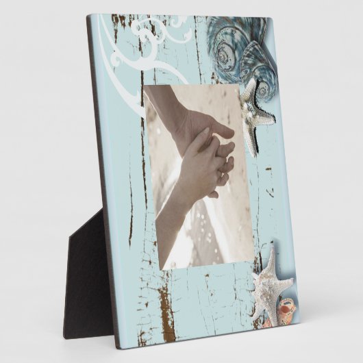 Stallholz Aqua-Seesterne-Muscheln Fotoplatte (Seite)