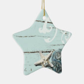 Stallholz Aqua-Seesterne-Muscheln Keramik Ornament (Rechts)