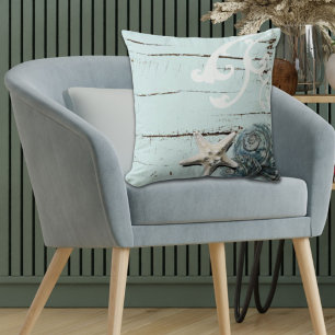 Stallholz Aqua-Seesterne-Muscheln Kissen