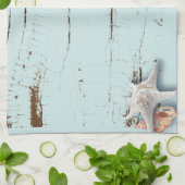 Stallholz Aqua-Seesterne-Muscheln Küchentuch (Gefaltet)