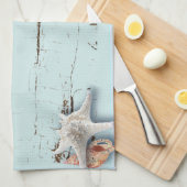 Stallholz Aqua-Seesterne-Muscheln Küchentuch (Viertel Falte)