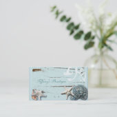 Stallholz Aqua-Seesterne-Muscheln Visitenkarte (Stehend Vorderseite)