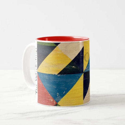 Stallholz bemalt gesteppt Rustikale Werkstatt Tass Zweifarbige Tasse (Vorderseite Links)