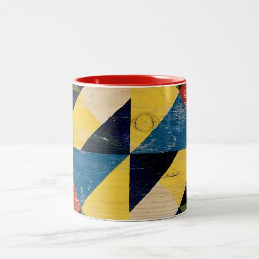 Stallholz bemalt gesteppt Rustikale Werkstatt Tass Zweifarbige Tasse (Mittel)