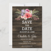 Stallholz blühendes rustikales Land Save the Date Magneteinladung (Vorderseite)