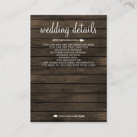 Stallholz Blumenblumen rustikale Hochzeit Begleitkarte (Vorderseite)