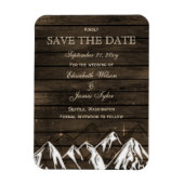 Stallholz Camping Rustikale Berge Save the Date Magnet (Vertikal)
