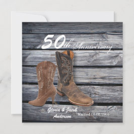 Stallholz Cowboy Western 50. Hochzeitstag Einladung