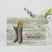 Stallholz Cowboystiefel Western Brautparty Einladung (Stehend Vorderseite)