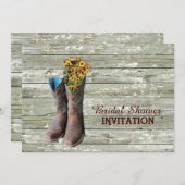 Stallholz Cowboystiefel Western Brautparty Einladung (Vorne/Hinten)