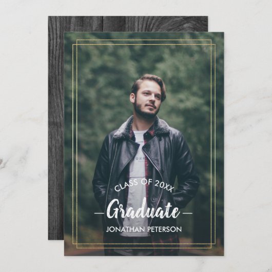 Stallholz-Graduierungspartei für das benutzerdefin Einladung (Vorne/Hinten)