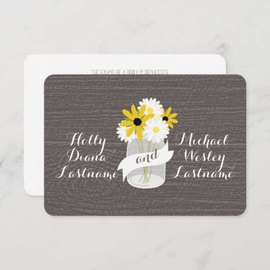 Stallholz Inspiriert Mason Jar + Wildblumen UAWG RSVP Karte (Vorne/Hinten)