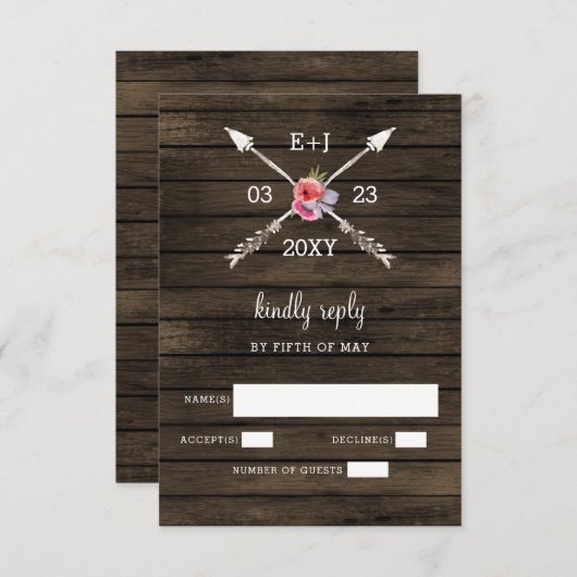 Stallholz Land schicke Hochzeit Einladung uAwg (Vorne/Hinten)