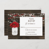 Stallholz poinsettia mason jar rustikale Hochzeit  RSVP Karte (Vorne/Hinten)