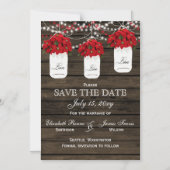 Stallholz Poinsettias Mason Jar Save the Date Magneteinladung (Vorderseite)