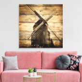 Stallholz primitive Bauernhof Western Windmühle Leinwanddruck (Insitu (Wohnzimmer))