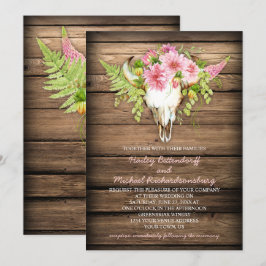 Stallholz Rosa Blume Kuh Schädelhorn Hochzeit Einladung