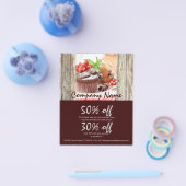 Stallholz rustikale Bäckerei Schokoladenkuchen Flyer (Einzeln)